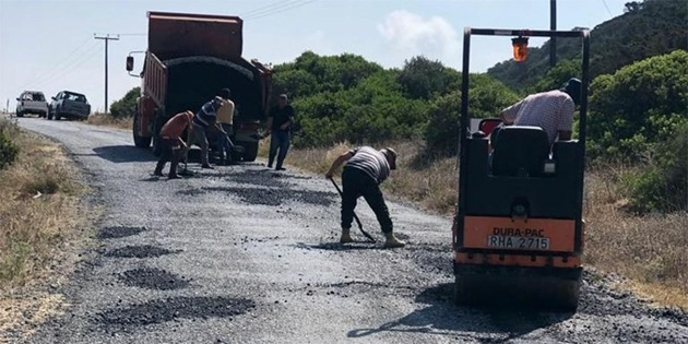 Dipkarpaz-Zaferburnu yolunda asfaltlama almas