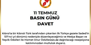Gazeteciler Birli�i, 11 Temmuz Bas�n G�n� dolay�s�yla cumartesi g�n� resepsiyon d�zenleyecek