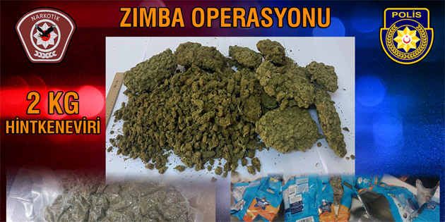 Ercan’da “Zmba operasyonu” ile 2 kilo hint keneveri ele geirildi 