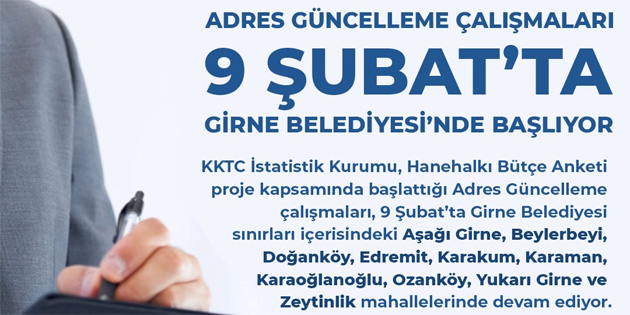 Adres g�ncelleme �al��malar� yar�n Girne’de devam edecek