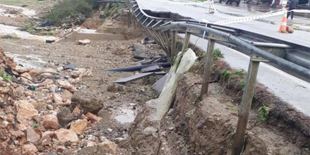 �skele – Karpaz yolunun bir k�sm� trafi�e kapat�ld� 