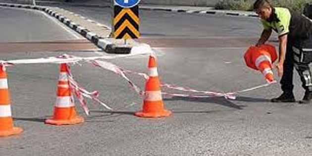 Asfaltlama i�in yol kapama duyurusu 