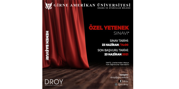 GA Drama ve Oyunculuk Blm yetenek snav 23 Haziran’da yaplacak 