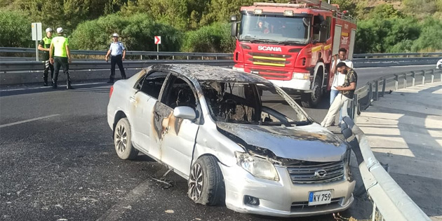 Sabah saatlerinde Ciklos’ta meydana gelen kazada ara� alev ald�, s�r�c� yaraland�