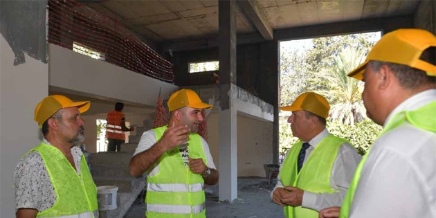 Ataolu, Kbrs Trk Devlet Tiyatrolar binasnda almalar yerinde inceledi