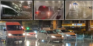 Kuvvetli sa�anak yine �stanbul'u vurdu: Yollar g�le d�nd�, baba ile k�z son anda kurtar�ld�